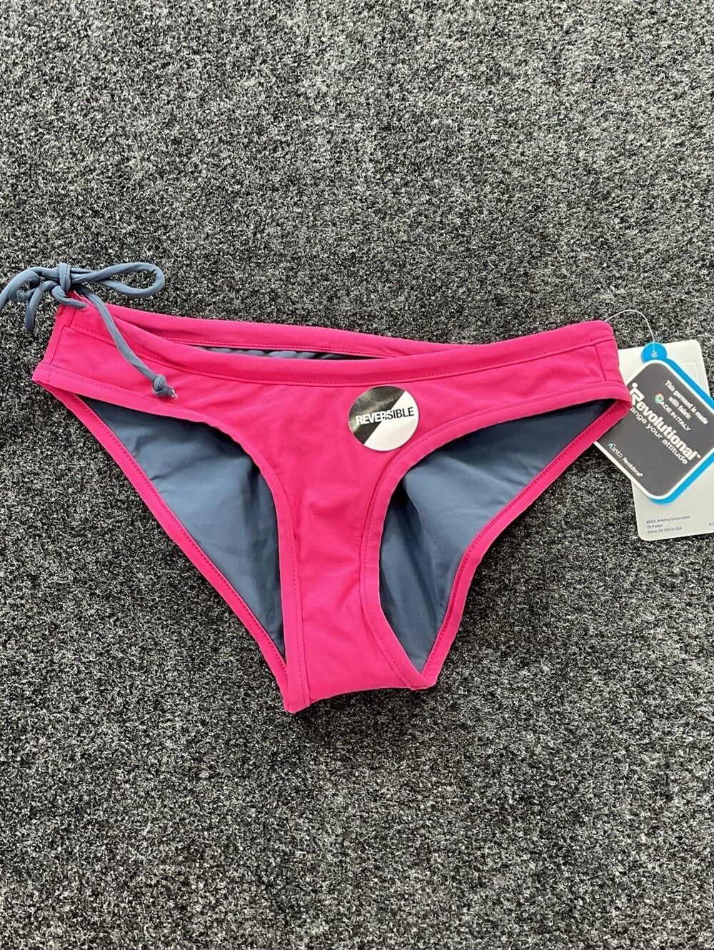 ASICS Kaitlyn Reversible Bikini Bottom Women's Small Pink Gray Side Tie NWT